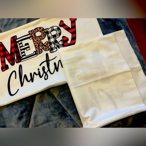 Two Christmas decorative pillow covers, white